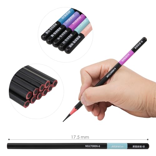 Marie's Charcoal Pencils for Drawing, 10 Pieces, Extra Hard Hard Medium Soft Extra Soft, Sketching Pencils for Artists, Smooth Charcoal Core for Layering, Blending and Detailed Artwork(Medium) - style: Medium (10pcs)