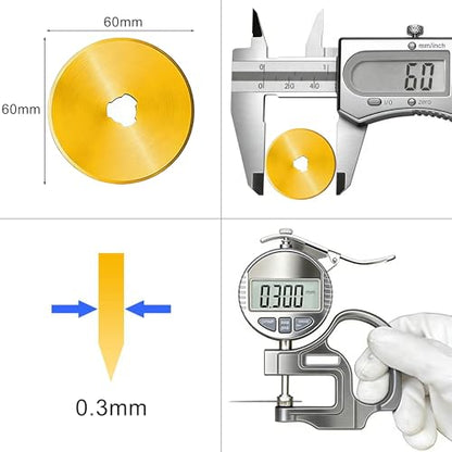 60mm Titanium Rotary Cutter Blades 10 Pack Replacement Rotary Blades for Arts Crafts Quilting Scrapbooking Sewing I Enhanced Sharpness - size: 60mm