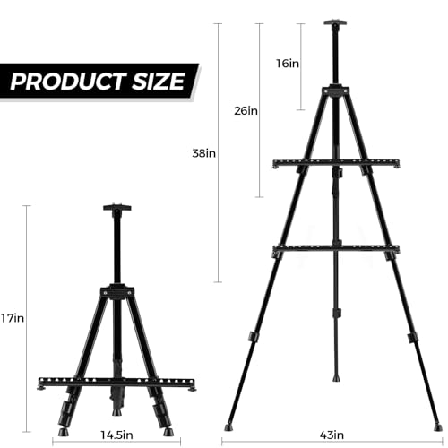 RRFTOK 3 Pack 17-66 Inch Art Easel Stand for Painting and Sign, Black - style: 66B 3-Pack