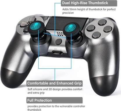 FPS Thumbstick Extender & Printing Rubber Silicone Grip Cover 2 Sets for PS5 & PS4 Controller (Cthulhu Abyss Blue) - color: 1