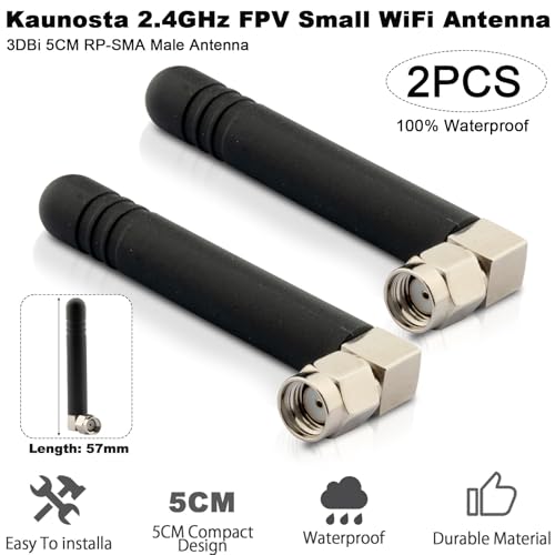FPV Small WiFi Antenna 2.4GHz Bluetooth Mini 5CM 3DBI Omni RP-SMA Male Right Angle Antenna for Network Router ITX RHCP Racing FPV UAV Drone 2PCS - size: RP-SMA Antenna 2pcs