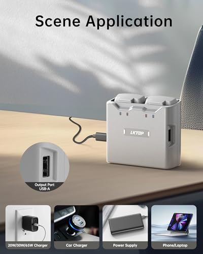 LKTOP Replacement DJI Mini 4K Battery Charging Hub, Mini 2/SE Fast Charger for DJI Mini4K/Mini2 Series Drone Accessories USB-C Power Adapter, Parallel Charge Dual Batteries, Charging Discharging Mode