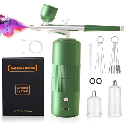 BLEDS Dual-Action Airbrush Kit with Air Compressor, Auto-Stop Air Brush