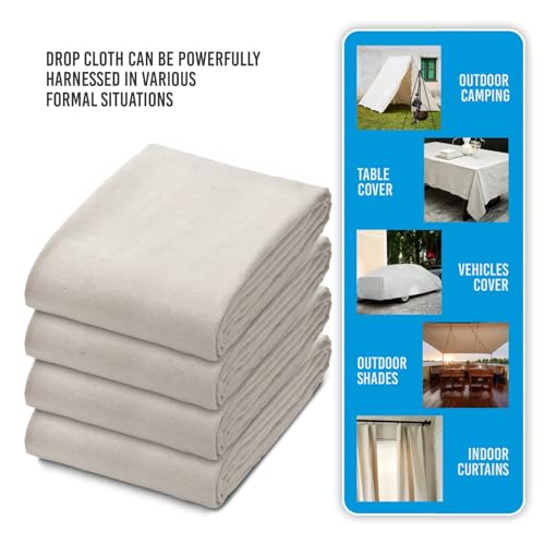 Canvas Drop Cloth - Durable Protection for Painting and Home Projects (6/9-PACK-2) - color: Beige, size: 6/9-PACK-2