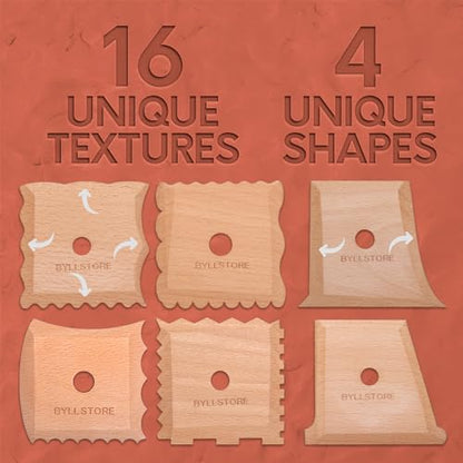 Byllstore Pottery Ribs & Trimming Tools | 2 Foot Shaper Tools | 4 Clay Texture Ribs | Solid Beech Wood | Several Pack Options (6-Pack) - color: 6 Pack | Pottery Ribs