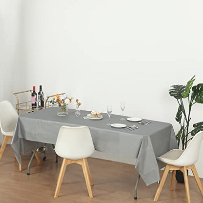 Evershine (12-Pack Heavy Duty Plastic Table Covers Tablecloth (Reusable) (Rectangle 54" X 108", Silver) - color: Silver, size: 12 PACK Rectangle 54" X 108"