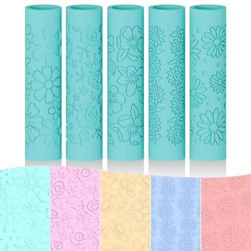 ORIGACH 5 Pcs Daisy Rose Polymer Clay Texture Roller for Earring Making - style: Daisy Rose & Sunflower