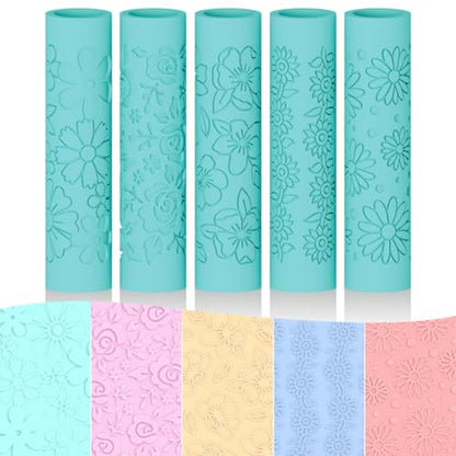 ORIGACH 5 Pcs Daisy Rose Polymer Clay Texture Roller for Earring Making - style: Daisy Rose & Sunflower