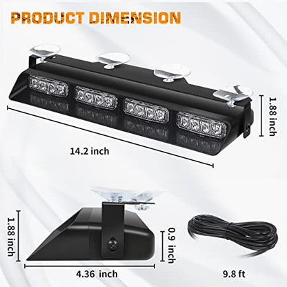XRIDONSEN 2 in 1 2x 14 inch Strobe Light Bar - color: Red/White
