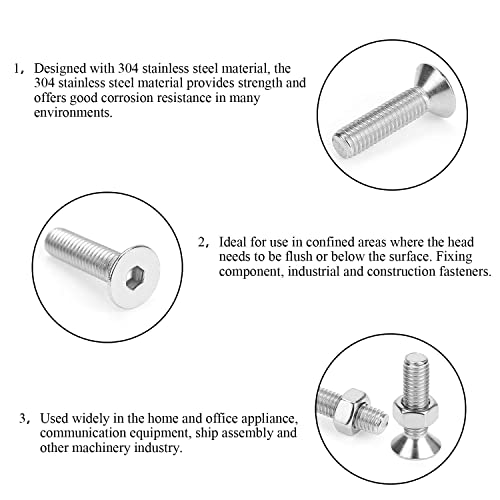 DYWISHKEY 600 PCS Metric M2 M2.5 M3, 304 Stainless Steel Flat Head Countersunk Socket Cap Bolts Screws Nuts Assortment Kit with Hex Wrenches - size: M2 M2.5 M3