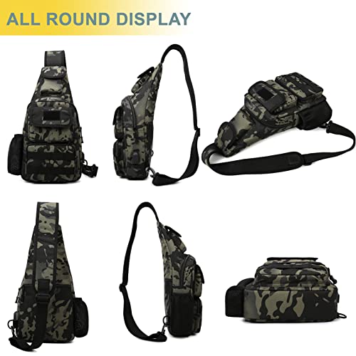 Tactical Shoulder Bag - 1000D Molle Military Backpack Outdoor Daypack Chest Pack - color: Blue