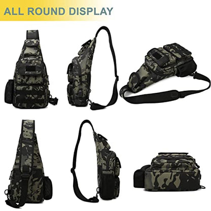 Tactical Shoulder Bag - 1000D Molle Military Backpack Outdoor Daypack Chest Pack - color: Tan