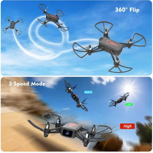 Mini Drone with Camera, Remote Control Drone for Ages 8-12 & Beginner - color: Grey