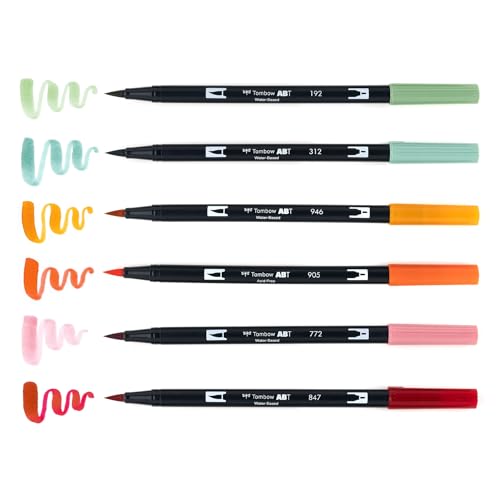 Tombow 56229 Dual Brush Pen Art Markers Pumpkin Spice 6-Pack