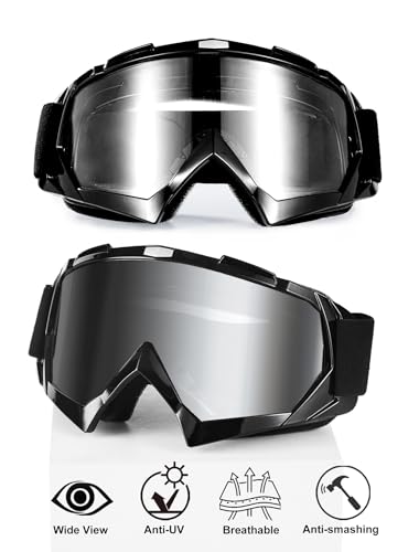 2Pcs Dirt Bike Goggles Motocross Motorcycle ATV MX Riding Goggles - color: Grey+clear