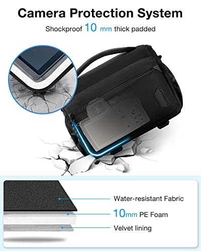 BAGSMART Camera Sling Bag with Tripod Holder & Rain Cover, Black - color: 01-Black