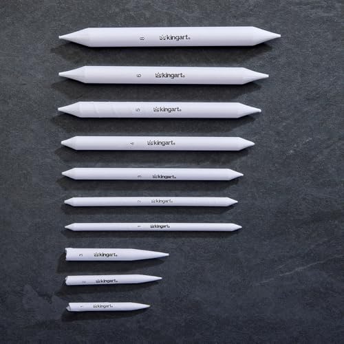 KINGART 10-Piece Blending Stumps & Tortillions Paper Art Blenders for Sketching & Drawing, Blending & Shading Pencils, Student Artist Charcoal Sketch Drawing Tools