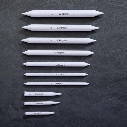KINGART 10-Piece Blending Stumps & Tortillions Paper Art Blenders for Sketching & Drawing, Blending & Shading Pencils, Student Artist Charcoal Sketch Drawing Tools