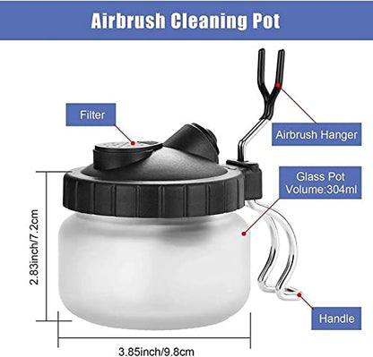 EBEST 4 SET Airbrush Cleaning Kit Repair Tools Needle Nozzle Brush Glass Cleaning Pot Holder