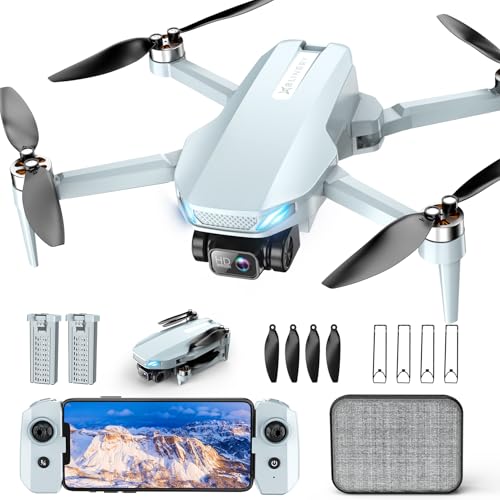 2K Drone with Camera for Adults & Beginners, Mini Drone with 2 Batteries - color: Blue