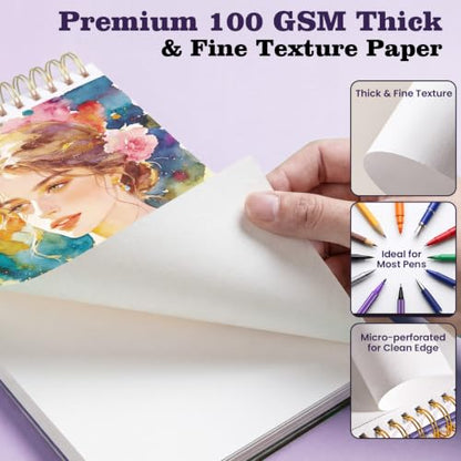 Blank Notebook Journal, Hardcover Sketchbook, 300 Page No Bleed Thick Paper - color: Blue, size: B5 (7" x 10")