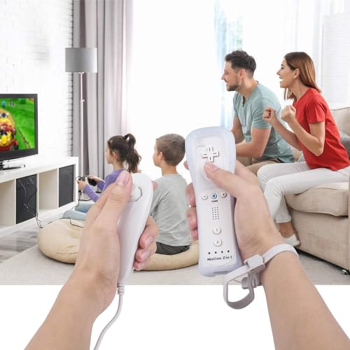 TechKen Motion Plus Wii Controllers 2Packs with Nunchucks, Wii Remote Controllers Compatible for wii and Wii U with Built in Motion Plus - color: black+white