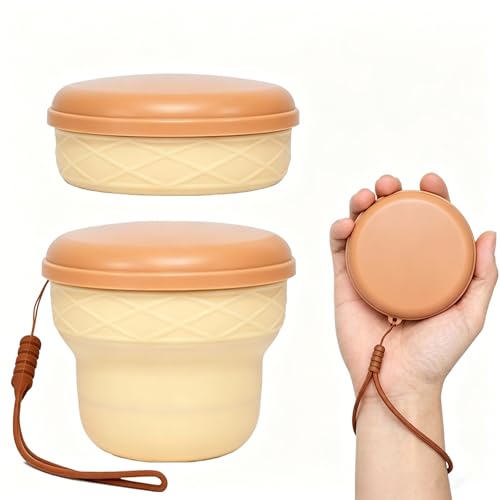 IYYI Collapsible Cup for Travel, Upgraded Foldable Cup with Lid - color: Cream