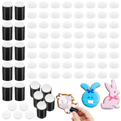 Ymapinc 80Pcs Face Painting Sponges Set, (Fits 1.6cm/0.63inch Fingers) 10 Finger Daubers with 70 Replacement Sponges, Paint Applicator for Crafts Drawing