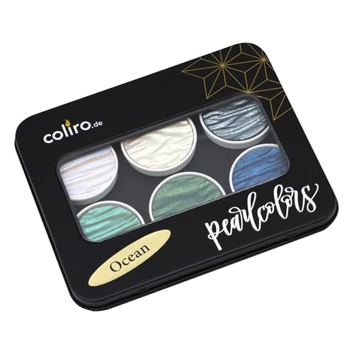 Coliro Pearlcolors Watercolor Set, Ocean, 6 x 30 mm Pans