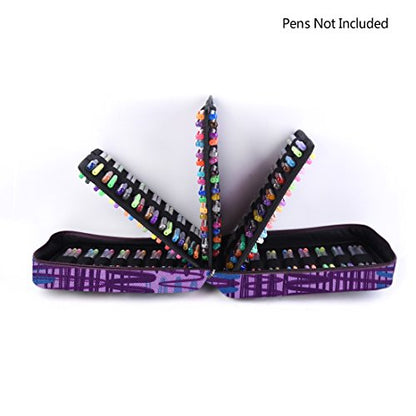 Pencil Case Holder Slot with Zipper Closure Large Capacity Pen Organizer - color: purple