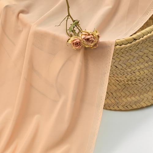 Horbaunal 4-Way Stretch Mesh Fabric by The Yard, Nude 1 Yard - color: Nude, size: 1 Yard
