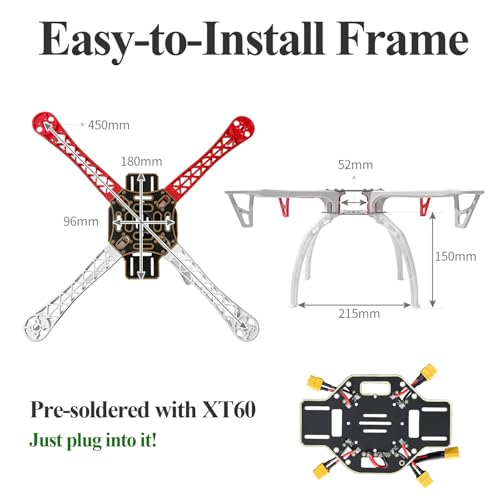 HAWK’S WORK F450 Drone Frame, 450 mm Quadcopter Frame Kits with Stands DIY Drone Kits to Bulit (Original version) - size: Original