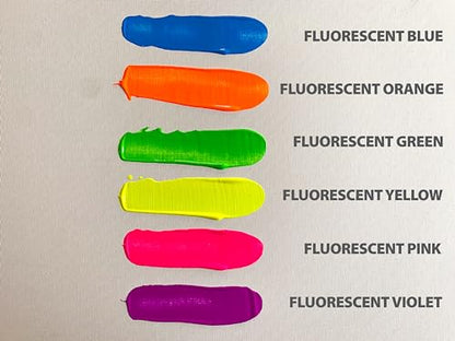 milo Fluorescent Acrylic Paint Set, 6 Neon UV Colors, 16 oz Bottles - style: Fluorescent Set 6 x 16 oz