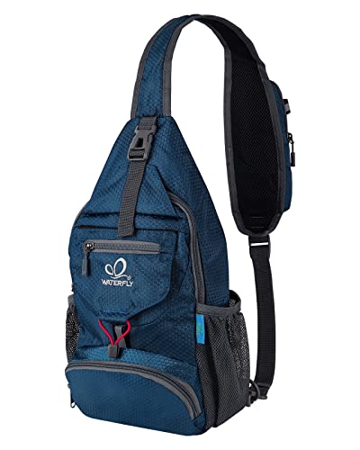 WATERFLY Packable Sling Backpack Lightweight Crossbody Bag Travel Daypack - color: Blue