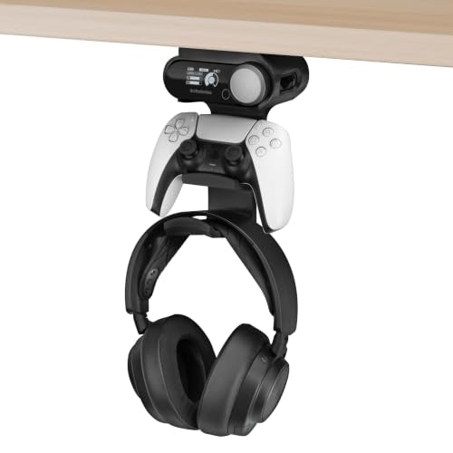 BRAINWAVZ Under Mount Game Controller & Headset Hanger for SteelSeries Arctis Nova Pro Wireless, Nova Elite & Pro Omni + Base Station Dock - Easy Install with Screws or VHB Tape - color: UM03
