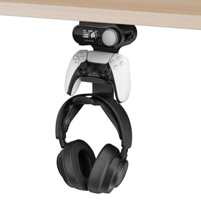BRAINWAVZ Under Mount Game Controller & Headset Hanger for SteelSeries Arctis Nova Pro Wireless, Nova Elite & Pro Omni + Base Station Dock - Easy Install with Screws or VHB Tape - color: UM03