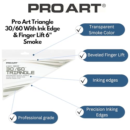Pro Art 6" Triangle with Ink Edge and Finger Lift, Smoke - color: Smoke, size: 6-inch, 30/60 Degrees