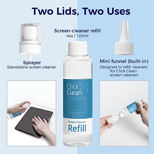 CLICK CLEAN Screen Cleaner Kit, 4 Cleaning Sprays with 4 oz Refill - size: 4 L126T Screen Cleaner Refill Kits