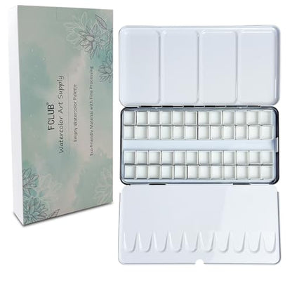 FCLUB Large Empty Watercolor Palette Paint Tray with 48Pcs Half Pans - style: Tin with 48Pcs Half Pans