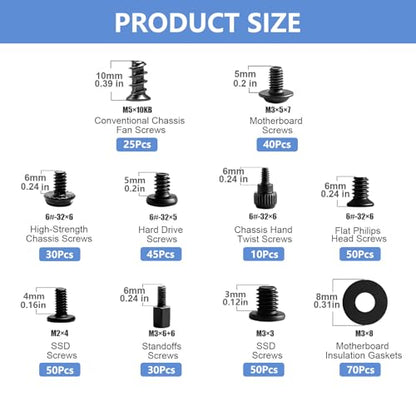 400Pcs Computer Screws Assortment Kit for PC Case/Motherboard/SSD/GPU - size: Screw Set 400PCS