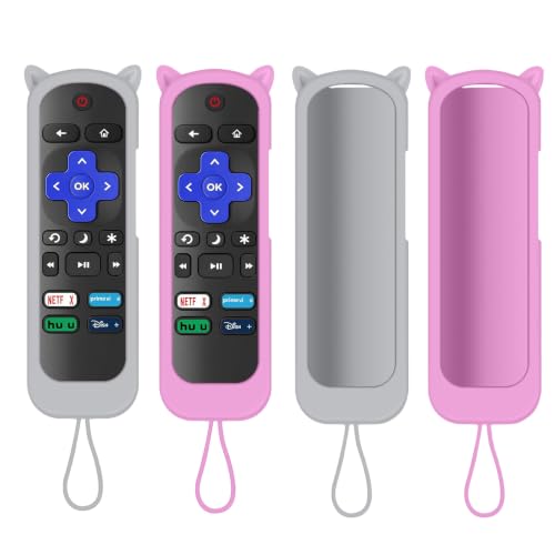 Silicone Remote Cover, Glow in the Dark Sleeve with Lanyard, Pink White - color: Pink White
