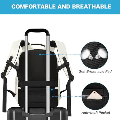MOSISO 15.6-16 inch 35L Laptop Backpack with USB Charging Port - color: Beige