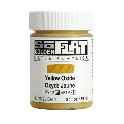 GOLDEN SoFlat Matte Acrylics, Yellow Oxide, 2 fl. oz. Jar - color: Yellow Oxide, size: 2 Fl Oz (Pack of 1)