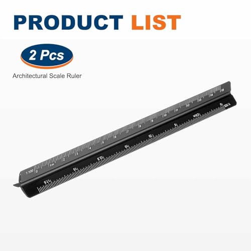 HARFINGTON 2 Pcs Architectural Scale Ruler, 7 Inch Metric Aluminum Alloy Architect Triangular Small Scale Laser-Etched Blueprint Drafting Ruler for Architects Engineers, Black - color: Black, size: 7 Inch