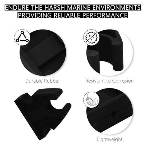 Rubber Pole Light Storage Clips for Boat to Hold 3/4 Inches Poles, Versatile Black Clips for Marine Organization Boat Accessories