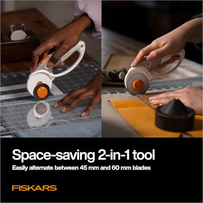 Fiskars 45mm/60mm DuoLoop Titanium Easy-Change Rotary Cutter for Fabric - color: DuoLoop, size: 45/60mm