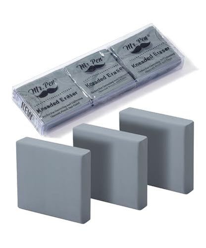 Mr. Pen- Kneaded Erasers, 1.44" x 1.36", 3 Pack, Gray - color: Gray, size: 3 Pack, 1.44" x 1.36"
