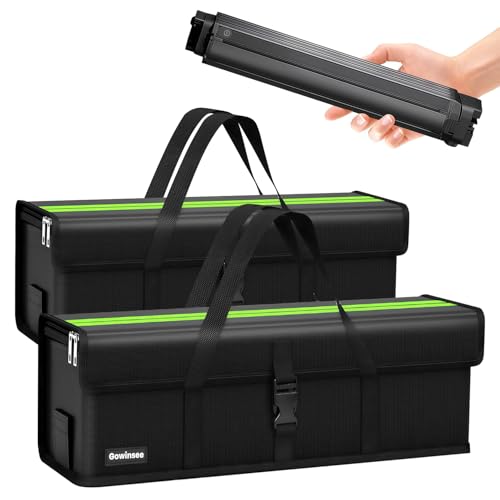 Fireproof E-Bike Battery Bag Case with 6-Layer Protection Up to 1400°C, Waterproof & Explosion-Proof, Large Capacity Lipo Safe Bag for Storage - color: green