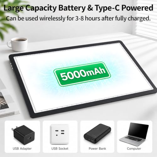Buspher Rechargeable A2 Light pad,25.2"x18.4"Magnetic Light Box for tracing - size: A2(Rechargeable)