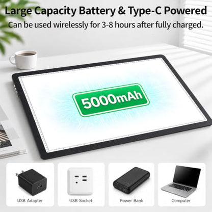 Buspher Rechargeable A2 Light pad,25.2"x18.4"Magnetic Light Box for tracing - size: A2(Rechargeable)
